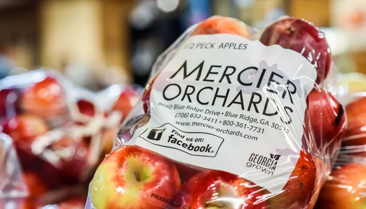 Close up shot of a bag of apples from Mercier Orchards.