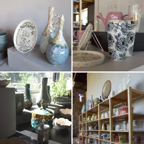 Pottery produced by resident artists are available for sale at the studio.