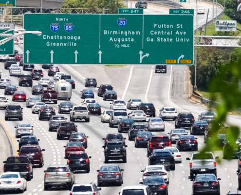 Traffic jam in Atlanta, Georgia.
