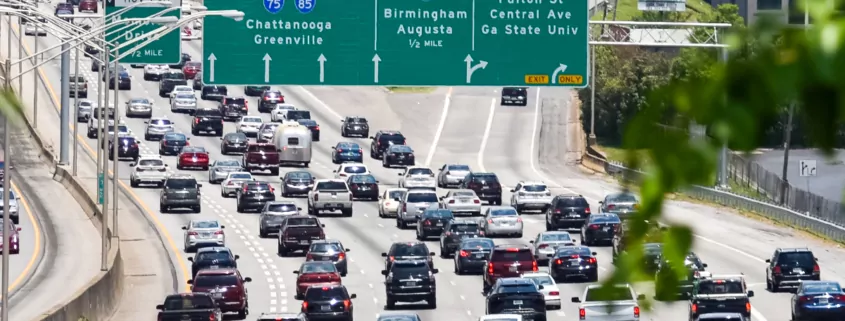Traffic jam in Atlanta, Georgia.