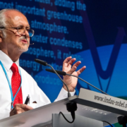 Mario Molina presenting his scientific findings on the ozone layer